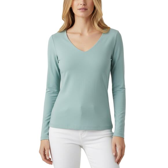 Susana Monaco Breathe Blue V-Neck Long Sleeve Top Pullover NWT Size Small - Picture 1 of 9